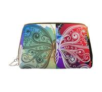 PYCAHENK Borsa cosmetica portatile in pelle stampata con motivo cane borsa cosmetica borsa da viaggio borsa da toilette borsa pochette, Motivo con farfalle colorate., Taglia unica