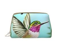 PYCAHENK Borsa cosmetica portatile in pelle stampata con motivo cane borsa cosmetica borsa da viaggio borsa da toilette borsa pochette, Colibrì di fiori rossi ibisco, Taglia unica
