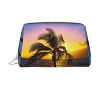 PYCAHENK Borsa cosmetica portatile in pelle stampata con teschio divertente borsa cosmetica borsa da viaggio borsa da toilette pochette, Spiaggia hawaiana., Taglia unica