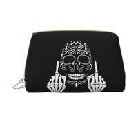 PYCAHENK Borsa cosmetica portatile in pelle stampata con teschio divertente borsa cosmetica borsa da viaggio borsa da toilette pochette, Teschio divertente., Taglia unica