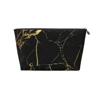 PYCAHENK Borsa da toeletta da viaggio in pelle stampata con marmo nero oro borsa organizer da viaggio con cerniera borsa da toilette portatile, Argento, Taglia unica