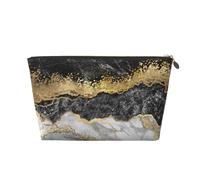 PYCAHENK Borsa da toeletta da viaggio in pelle stampata in marmo con lamina d'oro nera bianca e bianca borsa organizer da viaggio con cerniera borsa da toilette portatile, Oro, Taglia unica