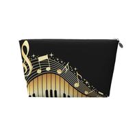 PYCAHENK Borsa da toilette da viaggio in pelle stampata con nota musicale romanzo borsa organizer da viaggio con cerniera borsa da toilette portatile, Argento, Taglia unica