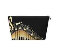 PYCAHENK Borsa da toilette da viaggio in pelle stampata con nota musicale romanzo borsa organizer da viaggio con cerniera borsa da toilette portatile, Oro, Taglia unica