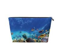 PYCAHENK Borsa da toilette da viaggio in pelle stampata con pesce marino colorato borsa organizer da viaggio con cerniera borsa da toilette portatile, Argento, Taglia unica