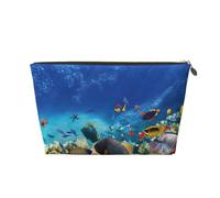 PYCAHENK Borsa da toilette da viaggio in pelle stampata con pesce marino colorato borsa organizer da viaggio con cerniera borsa da toilette portatile, Oro, Taglia unica