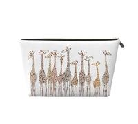 PYCAHENK Cute Wild Cartoon Giraffes stampato in pelle borsa da toilette da viaggio borsa organizer da viaggio con cerniera borsa da toilette portatile, Oro, Taglia unica