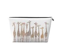 PYCAHENK Cute Wild Cartoon Giraffes stampato in pelle borsa da toilette da viaggio borsa organizer da viaggio con cerniera borsa da toilette portatile, Argento, Taglia unica