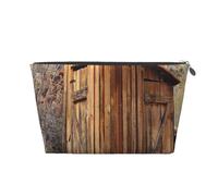 PYCAHENK Old Ancient Outhouse borsa da toilette da viaggio in pelle stampata borsa organizer da viaggio con cerniera borsa da toilette portatile, Argento, Taglia unica