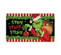Pycat Zerbino decorativo per porta d'ingresso con puzza di Natale, idea regalo di Natale, colore verde a righe rosse e bianche, per interni ed esterni, antiscivolo, per ingresso, divertente