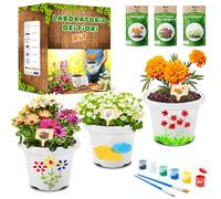 PYEF CRAFTS Kit Giardinaggio Bambini Laboratorio dei Fiori - Kit Piante Bambini Gioco Crea Fiori - Flower Gioco & Orto in Serra Fanciullo - Set Creativi Orto in Casa - Set Pittura e Coltivazione