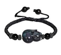 PYENHDI Braccialetto Feng Shui, Amuleto di prosperità in ossidiana arcobaleno, gemme curative, braccialetto cristallo naturale, talismano