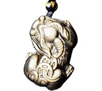 PYENHDI Collana Pixiu in giada, Collana con ciondolo in ossidiana nera Pi Yao e cristallo, quarzo Tian Lu, gemma del chakra della prosperità