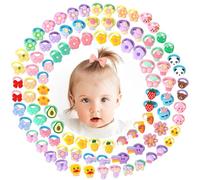 PYEUIFT 100 Pezzi Ragazze Eelastici per Capelli, Fascette Elastiche Carine per Capelli Bambine, Morbide Fasce per Capelli, per coda di Cavallo Accessori per capelli per Ragazze, Colori Misti