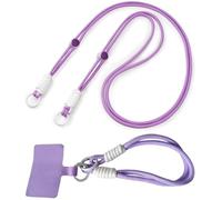 PYEUIFT 2 Pezzi Viola Cordino per Cellulare Telefono Universale Tracolla Regolabile Collana Collo Nylon Catena Laccio per Cellulare e Patch Telefono Viola per Maggior Parte Smartphone IPhone Samsung