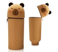 PYEUIFT Astuccio Capibara, Astuccio 2 in 1 in morbido Silicone, Astuccio Scuola Capybara, Astuccio Capybara con grande capacità, Cancelleria Capibara, Portapenne da Tavolo