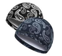 PYEUIFT Skull cap, 2 Pezzi Sottocasco Moto Traspirante Asciugatura Rapida Elasticizzato Stampa Nera E Grigia Fodera per Casco Unisex, per Ciclismo Motociclismo Estate