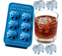 Pygmy Hippo Mold 3D Cube Tray, 6-Cavity Silicone Mold for Ice Cubes, Candy, Chocolate, Soap & Resin Crafts, Small Pygmy Animal Molds for Party Drinks& DIY Ice Cube Tray(1pc)