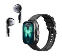 Pyhodi Earphone Sport Watch, HD Touch Screen Smart Watch con Auricolari, Fitness Tracker per e per IOS, Telefonate e Musica, Telecomando Alla Fotocamera, Previsioni Meteorologiche, (Acciaio)
