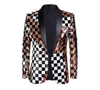 PYJTRL - Giacca/Blazer da Uomo alla Moda, Due Colori Brillanti, con Paillettes reversibili, Colore:, M