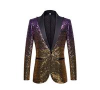 PYJTRL - Giacca da Uomo alla Moda con Paillettes Che cambiano Colore (Purple Gold, XXL)