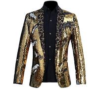 PYJTRL - Giacca da Uomo con Paillettes Lucide (Oro E Argento, M)