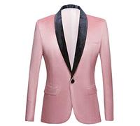 PYJTRL - Giacca da Uomo in Velluto (44, Pink)