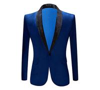 PYJTRL - Giacca da Uomo in Velluto (48, Blue)