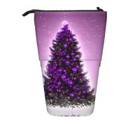Pyjwyfmy Astuccio portamatite telescopico con stampa albero di Natale, viola, portapenne portatile, per studio o ufficio
