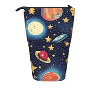 Pyjwyfmy Astuccio portamatite telescopico con stampa di cielo stellato, universo, spazio spaziale, portapenne portatile per studio o ufficio