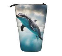Pyjwyfmy Astuccio portamatite telescopico con stampa divertente delfino che ti guarda tu, portapenne portatile per studio o ufficio