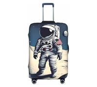 Pyjwyfmy Copertura per valigia con stampa astronauta sulla luna, da viaggio, elastica, per valigie (taglie S/M/L/XL), bianco, Large