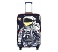 Pyjwyfmy Copertura per valigia con stampa astronauta sulla luna, da viaggio, elastica, per valigie (taglie S/M/L/XL), bianco, Small
