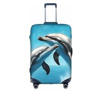 Pyjwyfmy Copertura per valigia con stampa delfini innamorati, copertura per bagagli da viaggio con elastico (taglie S/M/L/XL), bianco, X-Large