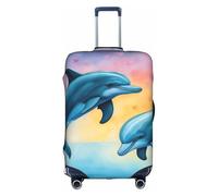 Pyjwyfmy Copertura per valigia con stampa delfini innamorati, copertura per bagagli da viaggio con elastico (taglie S/M/L/XL), bianco, Large