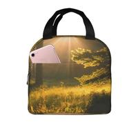 Pyjwyfmy Luce del sole del mattino nella stampa del deserto ha isolato la borsa del pranzo, scatola leggera del pranzo con il di alluminio spesso per unisex
