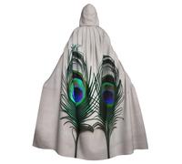 PYJWYFMY Mantello con cappuccio in velluto con stampa piuma di pavone, unisex, per adulti, per Halloween, Natale, cosplay, costumi
