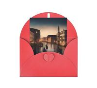 Pyjwyfmy Set di biglietti di auguri e buste con stampa di Venezia Notte di Venezia, 10,2 x 15,2 cm