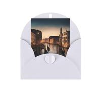 Pyjwyfmy Set di biglietti di auguri e buste con stampa di Venezia Notte di Venezia, 10,2 x 15,2 cm