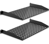 Pyle 2 Pezzi 1U Mensola per Rack, Ripiano Armadio, Mensole Ventilate per una Buona Circolazione dell'Aria, Mensola per Armadio, Vassoio per Montaggio del Case del Computer, Nero