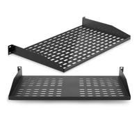 Pyle 2 Pezzi Mensola per Rack 48 cm 1U, Armadio Rack Ventilata per Computer e Reti, per Casa o Ufficio, Mensola Universale, Nero