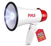 Pyle Altoparlante megafono con sirena, 30 W, portatile, con volume regolabile, luci a LED e sirena integrata, ideale per sport, cheerleading, allenatori, esercitazioni di sicurezza e altro ancora