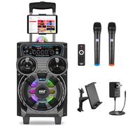 Pyle Altoparlante portatile Bluetooth PA - 580 W 8 pollici ricaricabile BT sistema audio karaoke esterno - TWS, luci discoteca, display LED, FM/AUX/MP3/USB/SD, 6,5 mm, carrello, ruote - microfono