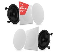 Pyle Altoparlanti a Parete e a Soffitto, Casse Audio Speaker 25 cm 2 Vie | Coppia Stereo | 300 W Max | Tweeter 13 mm | Crossover Integrato | Griglie Rotonde o Quadrate | Montaggio Incassato | 16 Ohm
