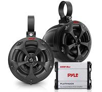 Pyle Altoparlanti marini da 800 W con amplificatore, sistema di altoparlanti stereo a torre da 10,2 cm, impermeabili, con cavo di ingresso audio RCA, AUX e MP3, per ATV, UTV, 4x4, Quad, Jeep, barca