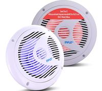 Pyle Altoparlanti Marini Doppi 16,5 Centimetri, Speaker Impermeabili IP44, Speaker 150 Watt Potenza, Casse Audio Cono in Polipropilene e Luci LED Integrate, 1 Coppia, Bianco