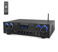 Pyle Amplificatore Bluetooth da 800 W, mini amplificatore a 4 canali con MP3, USB, AUX, SD, microfono, FM, RCA, reverb/delay, stereo per home theater, studio e teatro, sistema amplificatore a 4