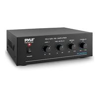 Pyle Amplificatore Audio Stereo Compatto - Amplificatore Da 60W Con RCA, 2 Ingressi Microfono, Uscite 25/70 Volt, LED, Selettore Ingressi