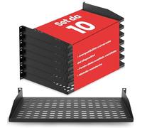 Pyle Armadio Rack 1U 48,3 cm Nero in Acciaio, Set di 8 Mensole Metalliche Ventilate, Montaggio a Parete o Armadio Rack, Portata 50 kg, per Computer e Reti, Casa e Ufficio