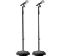 PYLE Asta Microfono Regolabile in Altezza da 2,8 a 152.4 cm, Supporto Microfono, Asta Microfono da Terra A Base Tonda, Asta per Microfono con Adattatore Microfonico Standard da 1,58 cm, 2 Pezzi